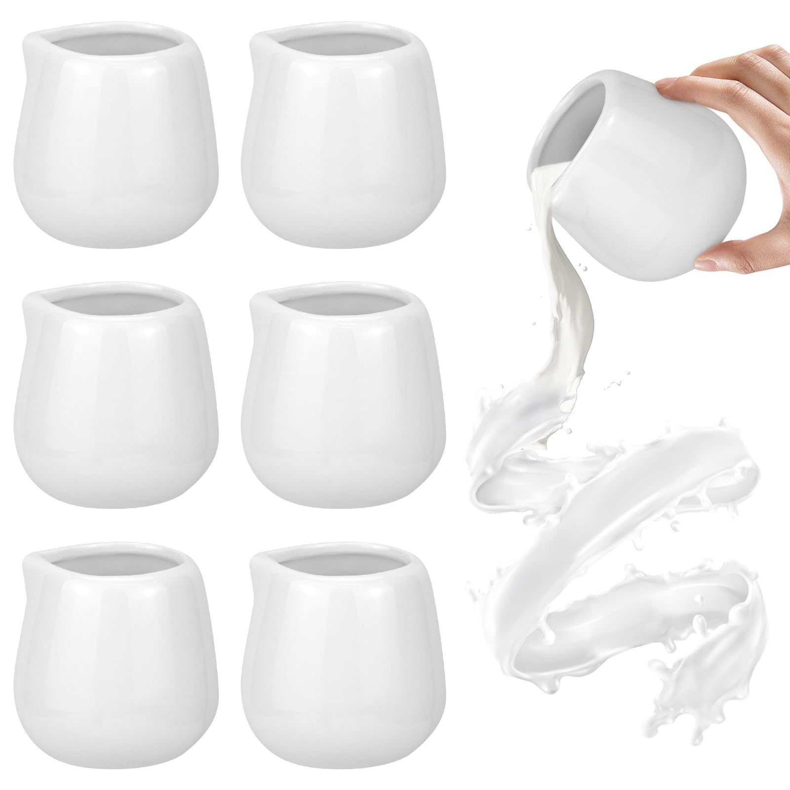RAINPOP 6pcs 110ml White Ceramic Milk Jug, Mini Creamer Jug Sauce Cup ...