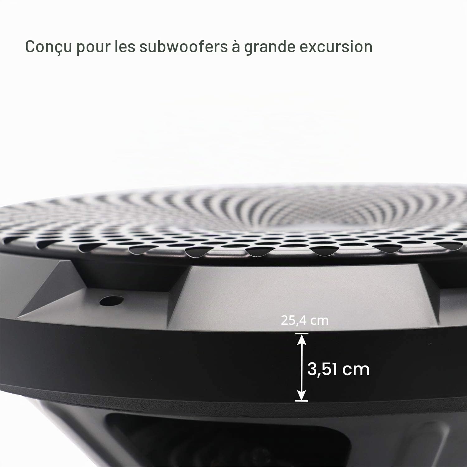 RECOIL Grille de Caisson de Basses en Maille d'acier Noire d'excursion de 10 Pouces de Haut (25 cm)