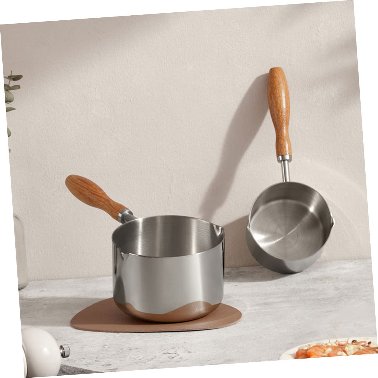4-teiliges Edelstahl-Kochtopf-Set, kleiner Kochtopf für Babynahrung, Dämpfen und Saucen, Küchensilben und leicht zu reinigen, perfekt für Hobbyköche