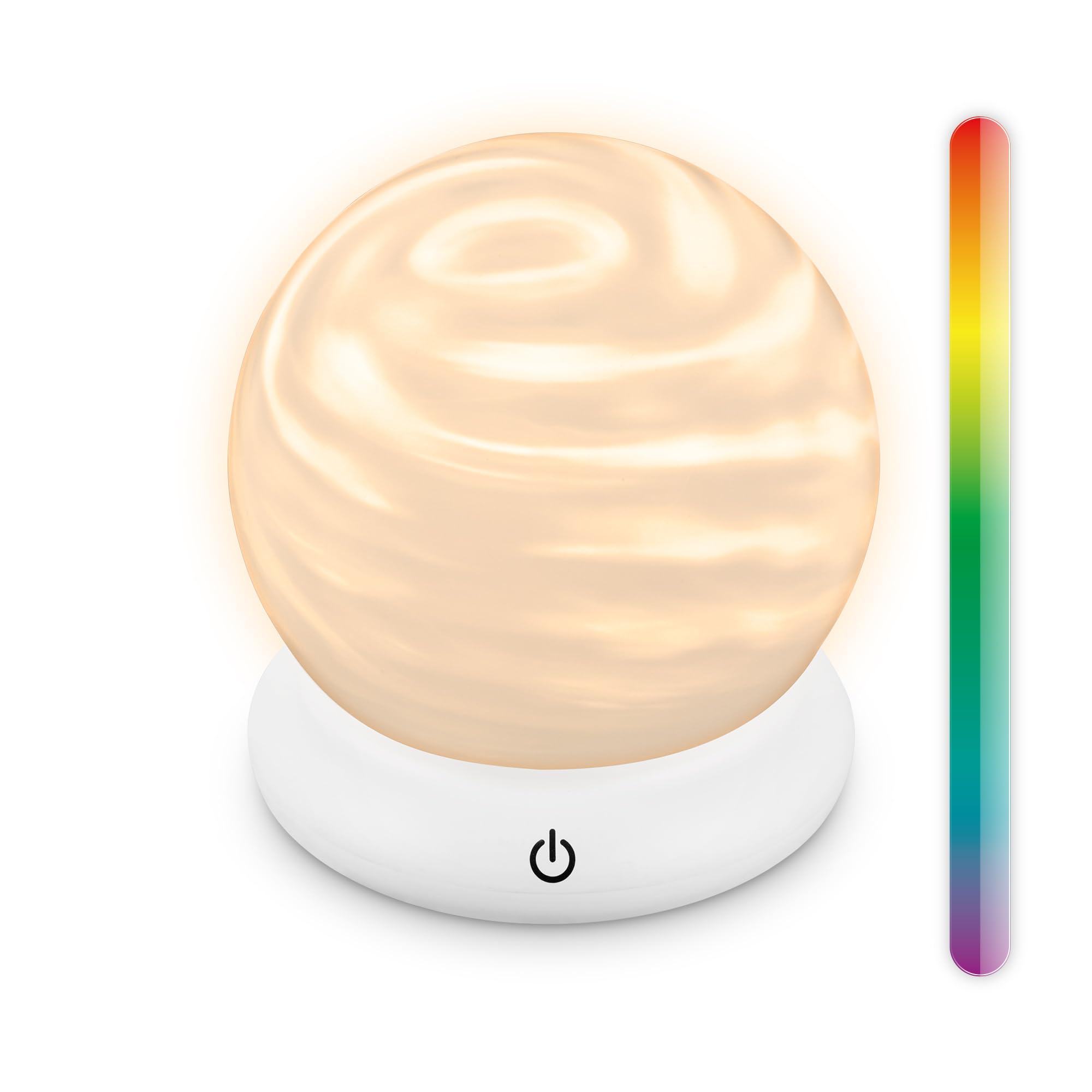 BRILONER - Rechargeable LED Table Lamp, RGBW Colour Effect, Stepless Touch Dimmer, IP44, USB-C Charging, Replaceable Battery, Night Light, Bedside Lamps, Battery Lamp, 15 x 16.5 cm, White