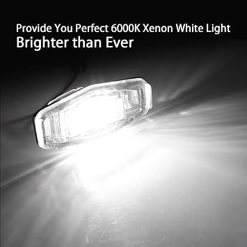 License Number Plate Light, LED Rear Number Plate Lamps 6000K Xenon White Compatible with Honda 7/8/9th Gen Ci-vic Pi-lot Ody-ssey Acu-ra MDX RL TL TS RDX ILX, 2 Pcs
