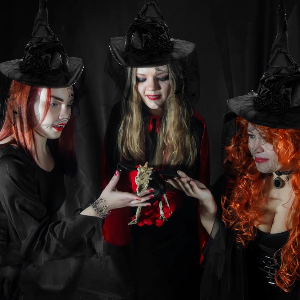 Fosoloni Pack of 2 Halloween Hanging Witch Hat Decoration, Witch Hat Headband - Image 4
