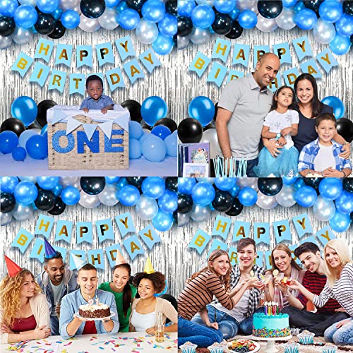 Party-Propz-Blue-With-Silver-Happy-Birthday-Decoration-Items-Kit-Combo-Set-Birthday-Bunting-Silver-Foil-Curtain-Metallic-Balloons-34-pieces