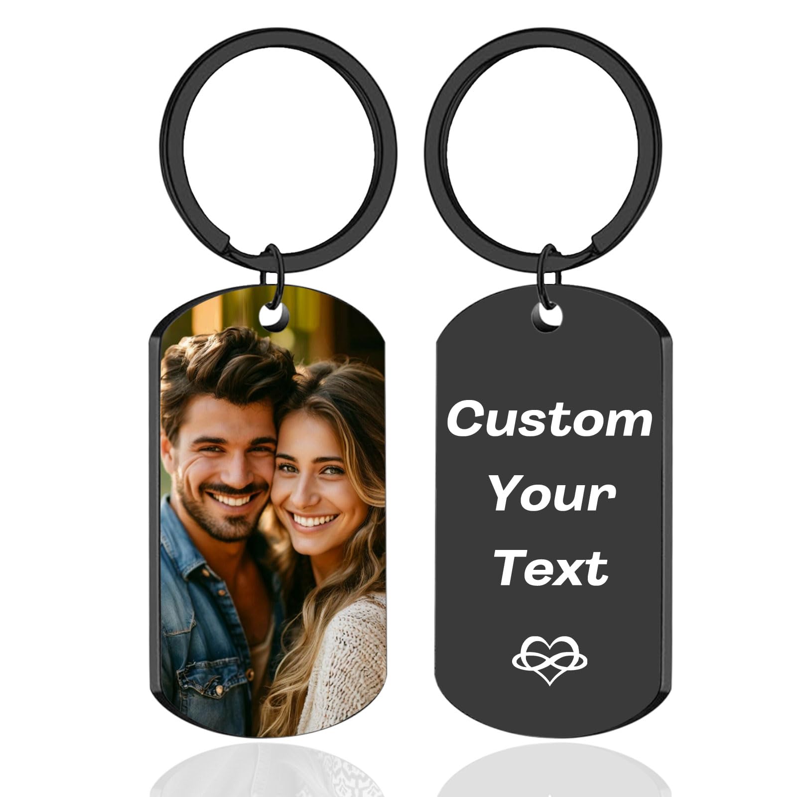 Personalised Custom Keychain Photo Engraved Text Keyring Customised Keyring Memorial Gifts for Men Women Boyfriend Dad (custom keyring)