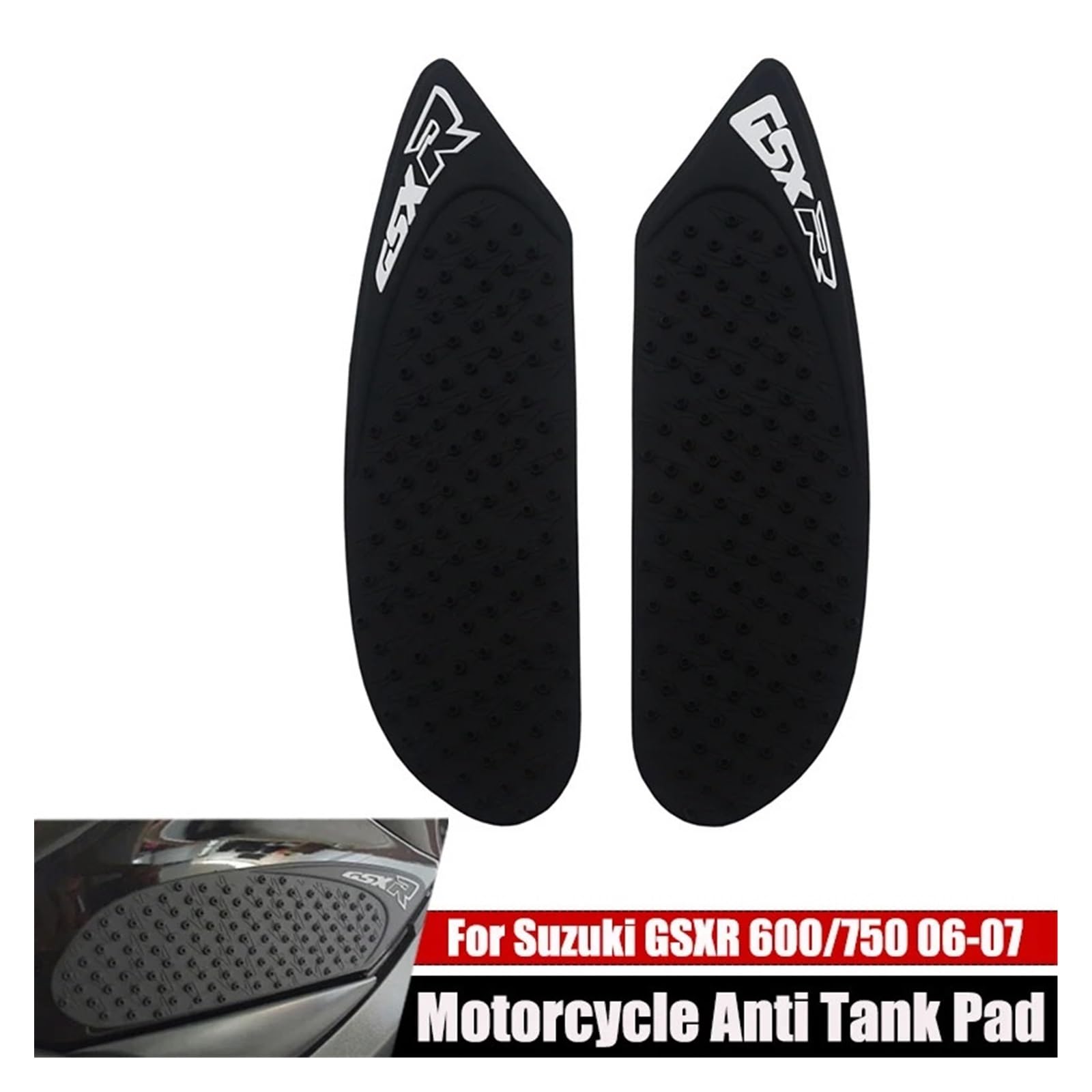 Adesivo Protettivo Serbatoio Per Suzuki GSXR 600/750 (2006-2017) – Riflettente, Colore Rosso E Nero, In Resina