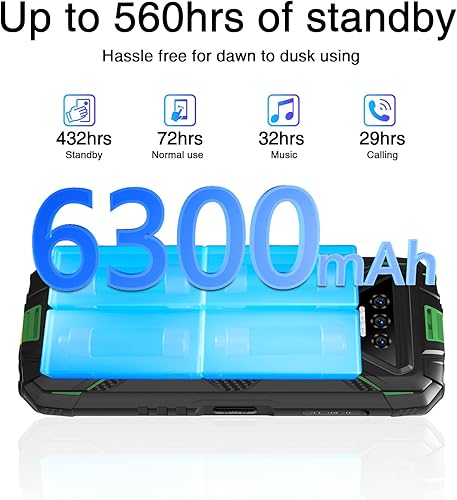 Miniatura 4 de DOOGEE S41T - Smartphone resistente desbloqueado 2024, batería de 6300 mAh, 8 GB+64 GB, teléfono resistente 4G Dual SIM, teléfono Android 13, cámara