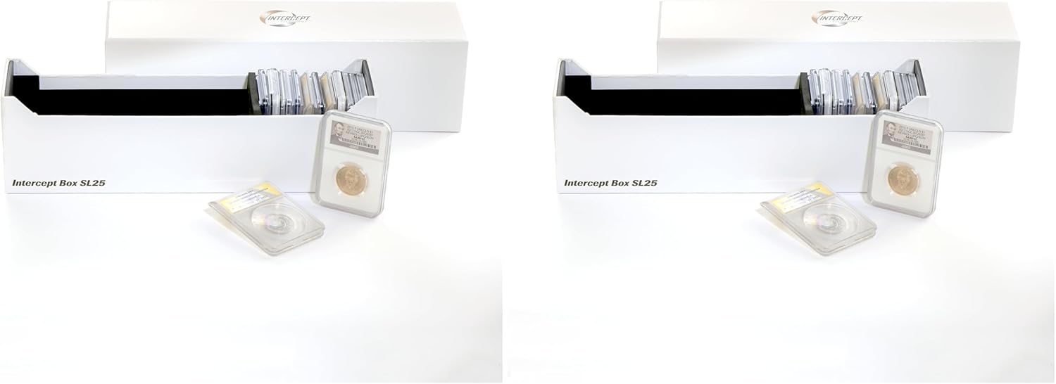 Lighthouse - Storage Box SL 25 for 25 Coin Slabs Including PCGS, NGC, ANACS with INTERCEPT Technology Corrosion Protection (12 1/2" x 3" x 3 3/4") (Pack of 2)