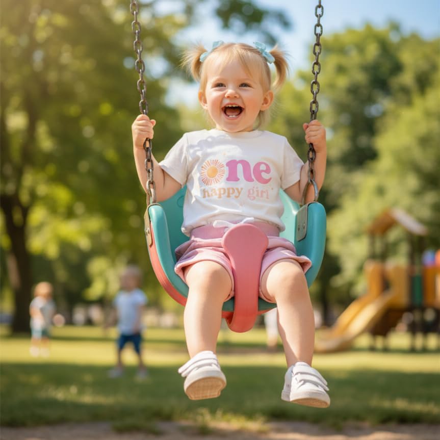 WZTYYDS Infant Baby Girl Summer First Birthday Outfits 1st Birthday Clothes Short Sleeve T-shirt Elastic Waist Shorts - Image 2