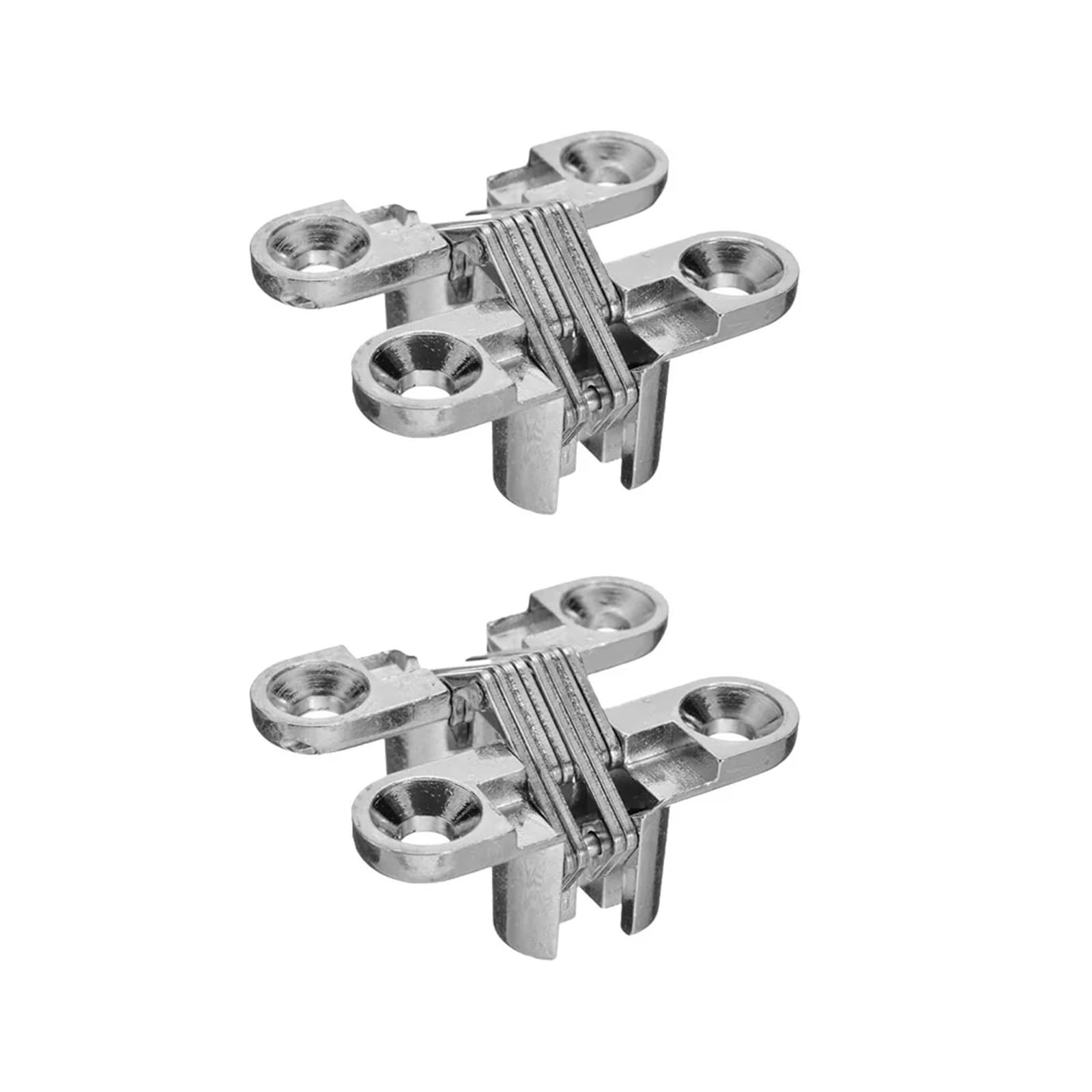 Concealed Hinges Hidden Folding Heavy Duty Oncealed Worktop for Cabinet Cupboard Wooden Box Hardware Tool Cross Hinge Door for Furniture(Silver 2Pcs)