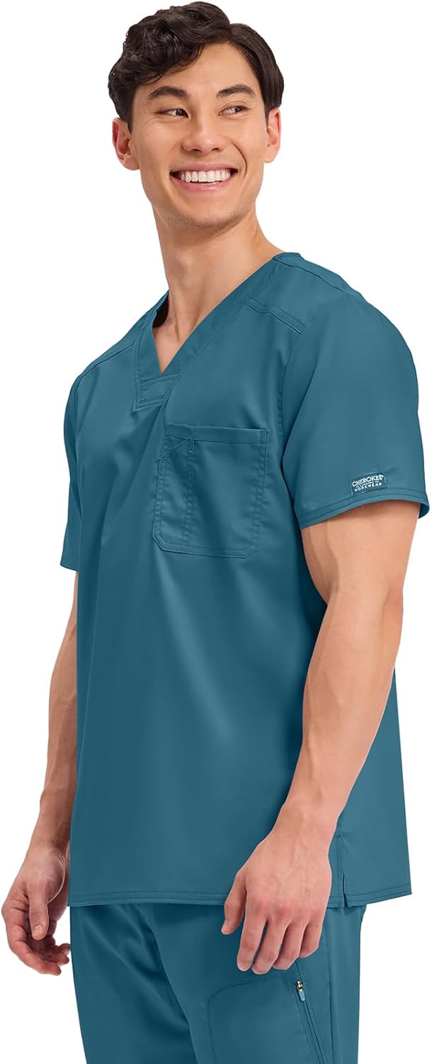 Cherokee Scrub for Men's Tuckable V-Neck Top with 1 Chest Pocket, Pen Slot, Ultra Soft, Durable, 2-Way Stretch Fabric- WW690 - Image 3