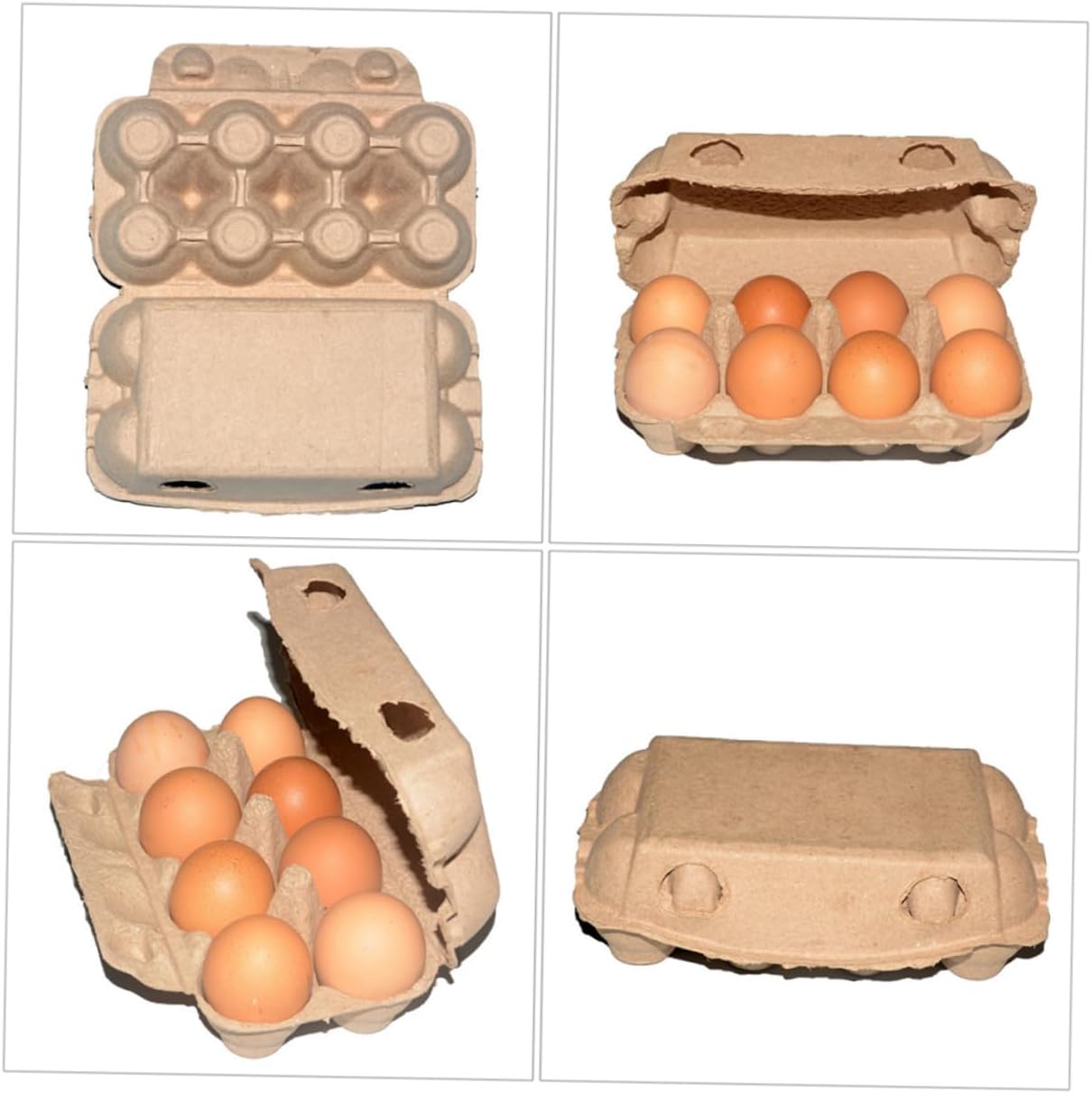 ABOOFAN 20pcs Kraft Paper Egg Crates Large Chicken Egg Cartons Bulk Holders for