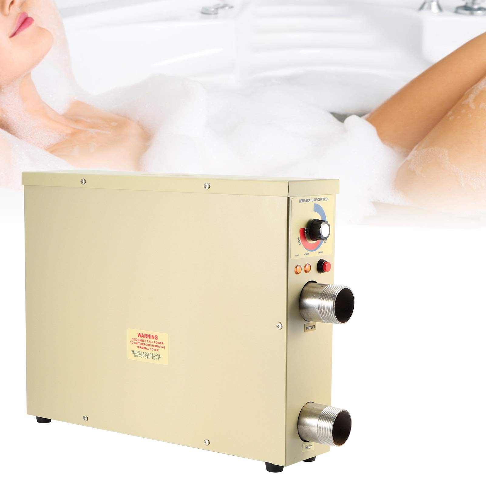 FTVOGUE Calentador de Agua Eléctrico con Termostato de 5,5 KW, Control Automático de Temperatura de Acero Inoxidable, Ideal para Piscinas Pequeñas, SPA y