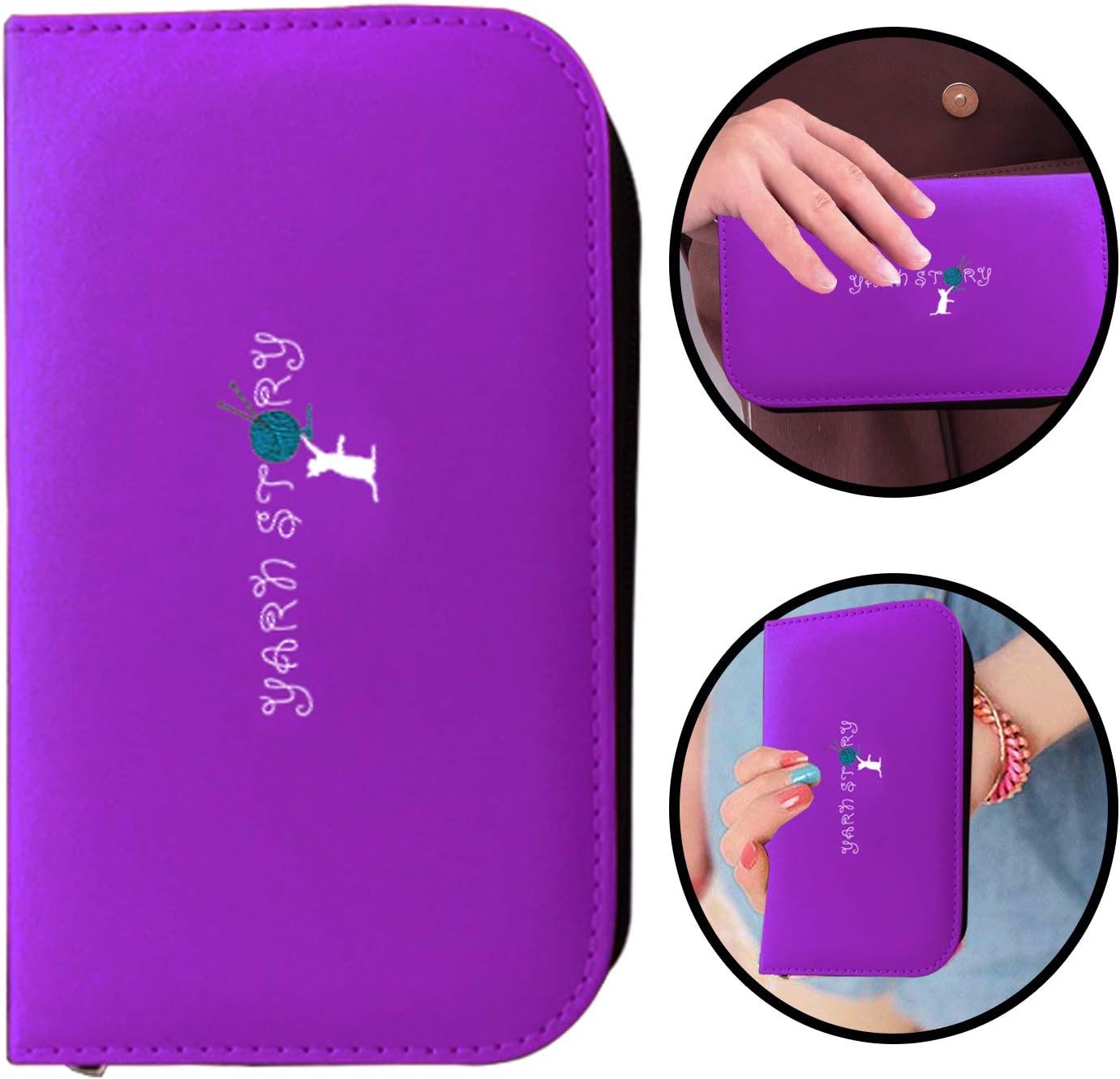 Led Crochet Hook Set - 9 Interchangeable Crochet Hooks with Crochet Hook Case and Sewing Kit - Lighted Crochet Hooks Complete Set 2.5mm-6.5m (Rechargeable Purple)