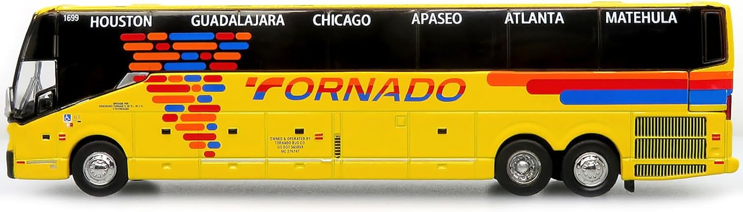 H3-45 Bus Tornado Bus Company Yellow with Graphics Limited Edition 1/87 (HO) Diecast Model 87-0612