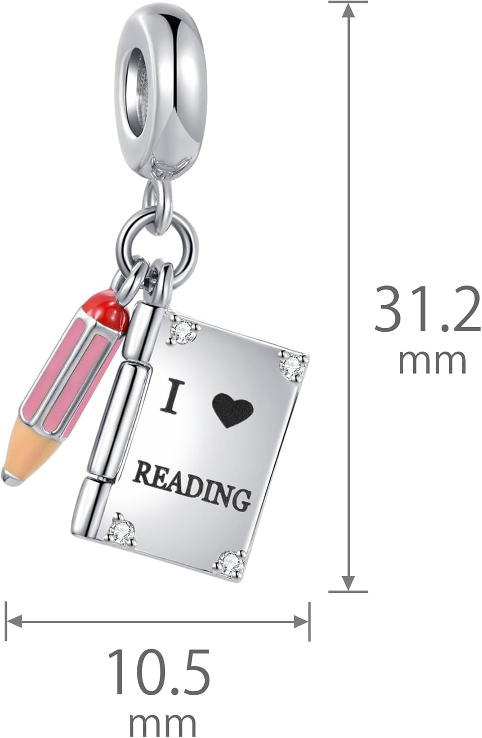 NARTGO I Love Reading Book Charm Compatible with Pandora Charms Bracelets for Women - Image 4