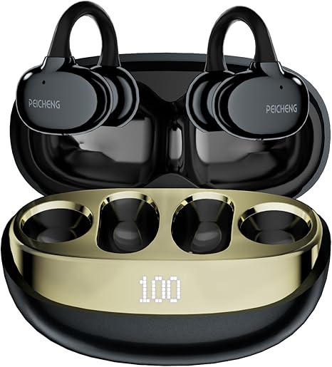 Earbuds Wireless Bluetooth Earphones, 5H Playback 50mAh+400mAh Power Case with Digital Display (Dark Grey)