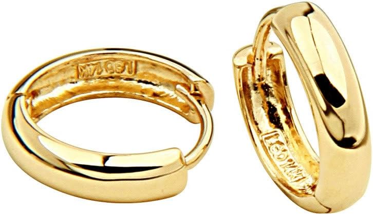 14k Yellow OR White Gold 3mm Thickness Huggie Earrings (12 x 12 mm)