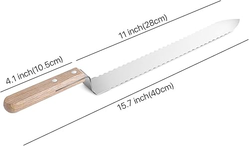 Miniatura 6 de Flexzion Cuchillo de hoja dentada de acero inoxidable de 11 pulgadas y rodillo de aguja de plástico de 12 pulgadas, raspador de cera de colmena de