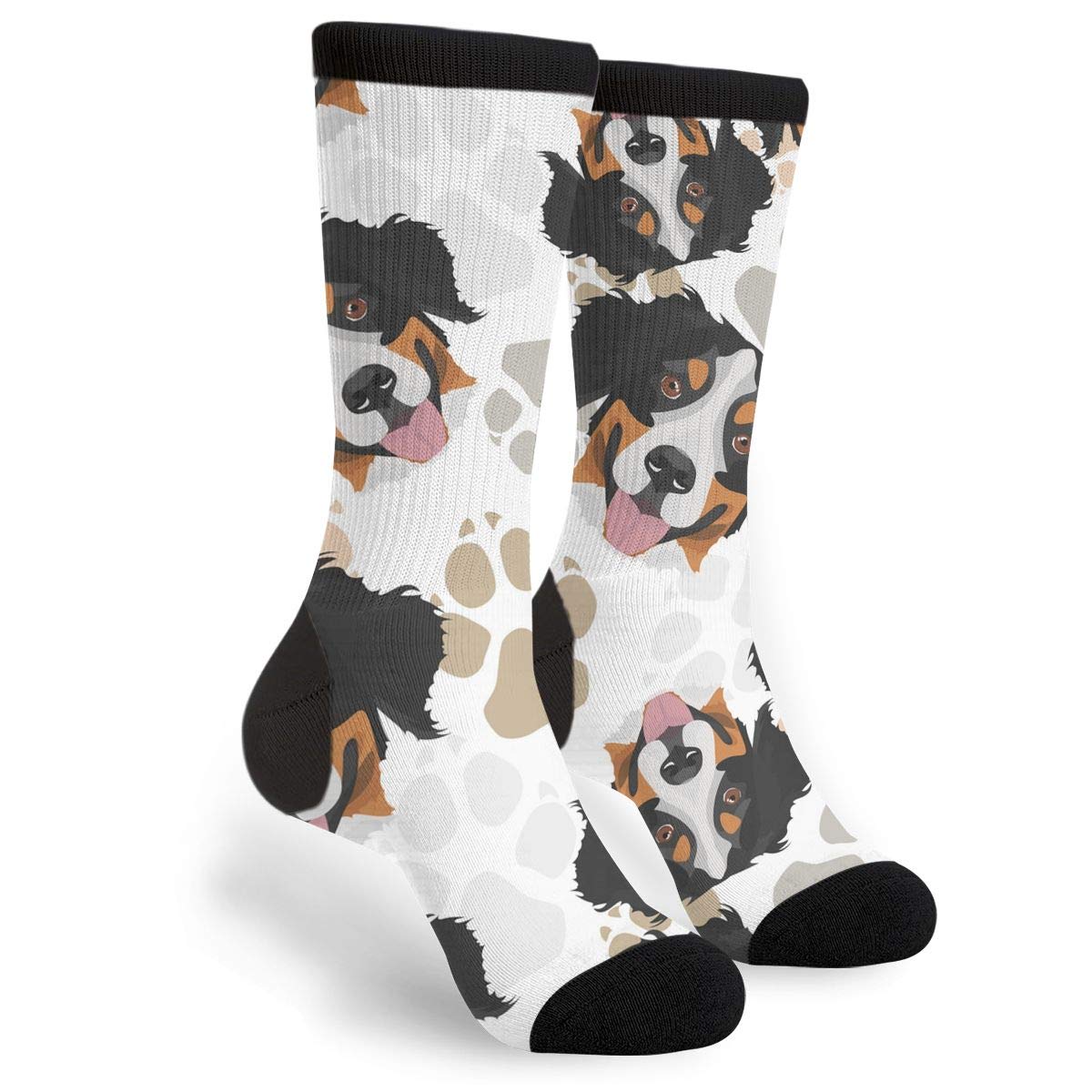934 Men's Socks 214 Novelty Work Socks Dog Paws Bernese Mountain Dog Walking Socks Anti Bliste Athletic Socks Unisex For Camping Yoga Climbing 40Cm