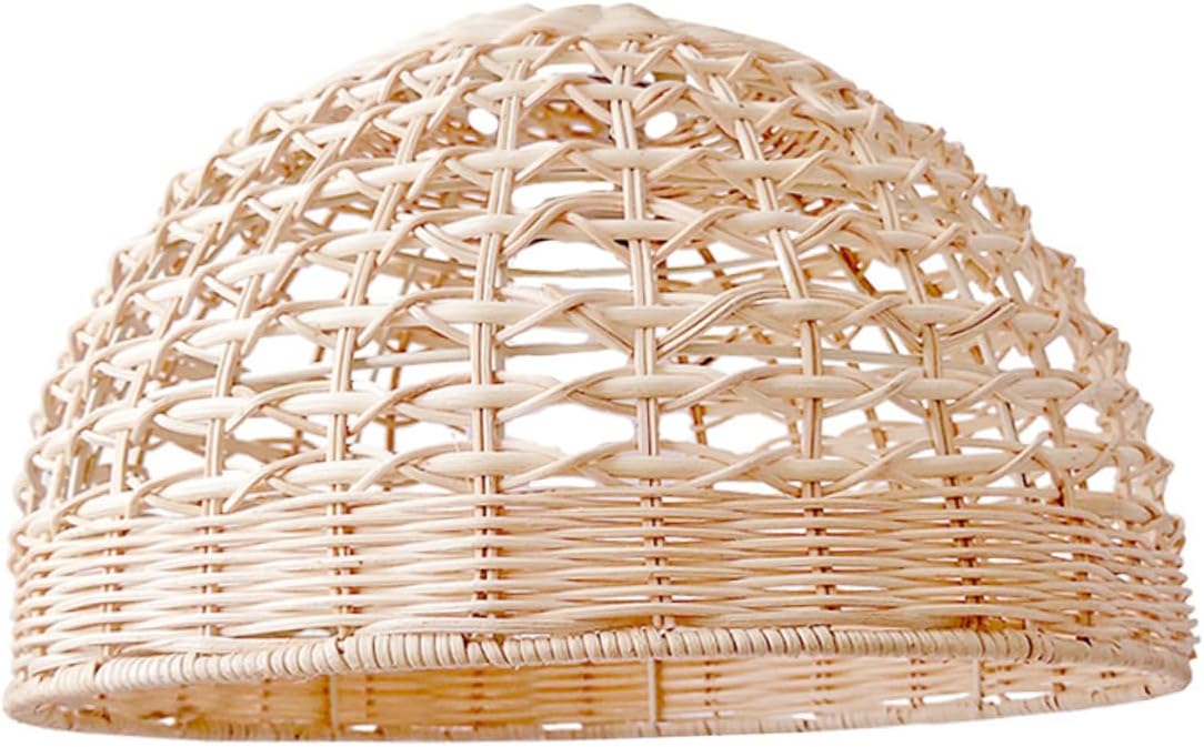 Uonlytech Vintage Rattan Chandelier Lampshade Woven Lampshade for Ceiling Light Decor Rustic Pendant Replacement