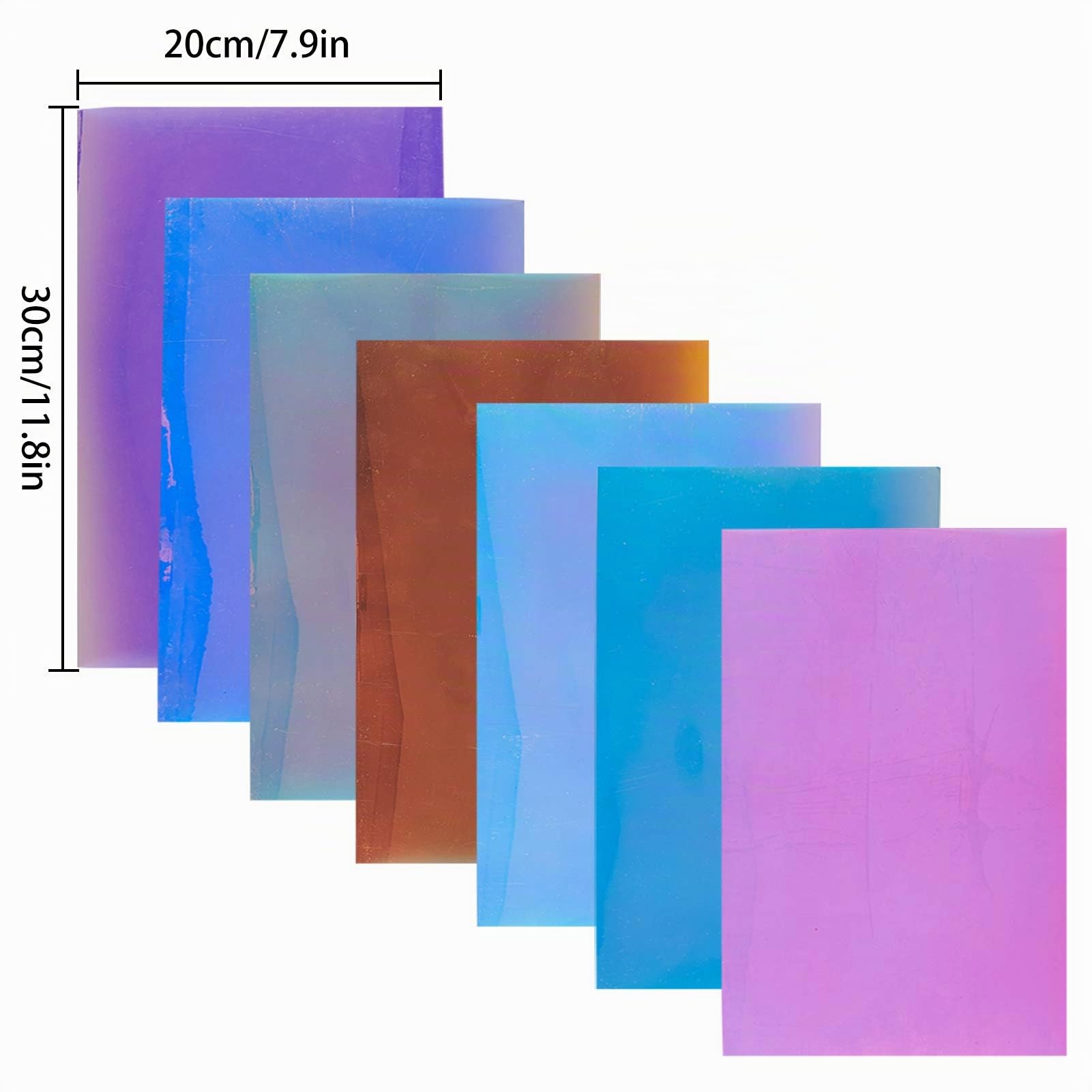 GORGECRAFT 7Pz Foglio olografico in PVC 8 "x 12" Vinile trasparente iridescente Arcobaleno Pellicola trasparente lucida Pellicola a specchio Tessuto per scarpe Borsa da cucire
