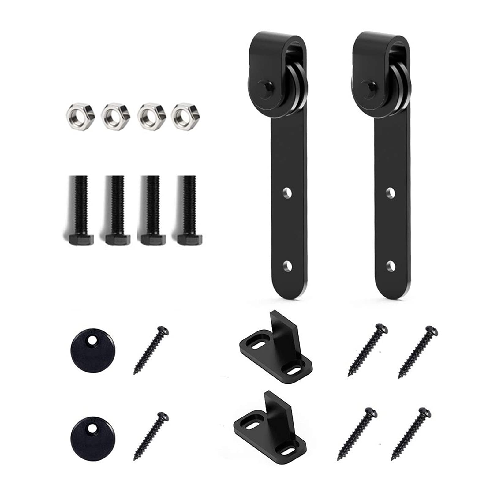 Cabinet Sliding Drzwi Barn Track Hardware Drewno Szyna Carbon Steel System Slide Roller Caps End Guide Kit,Płynny poślizg