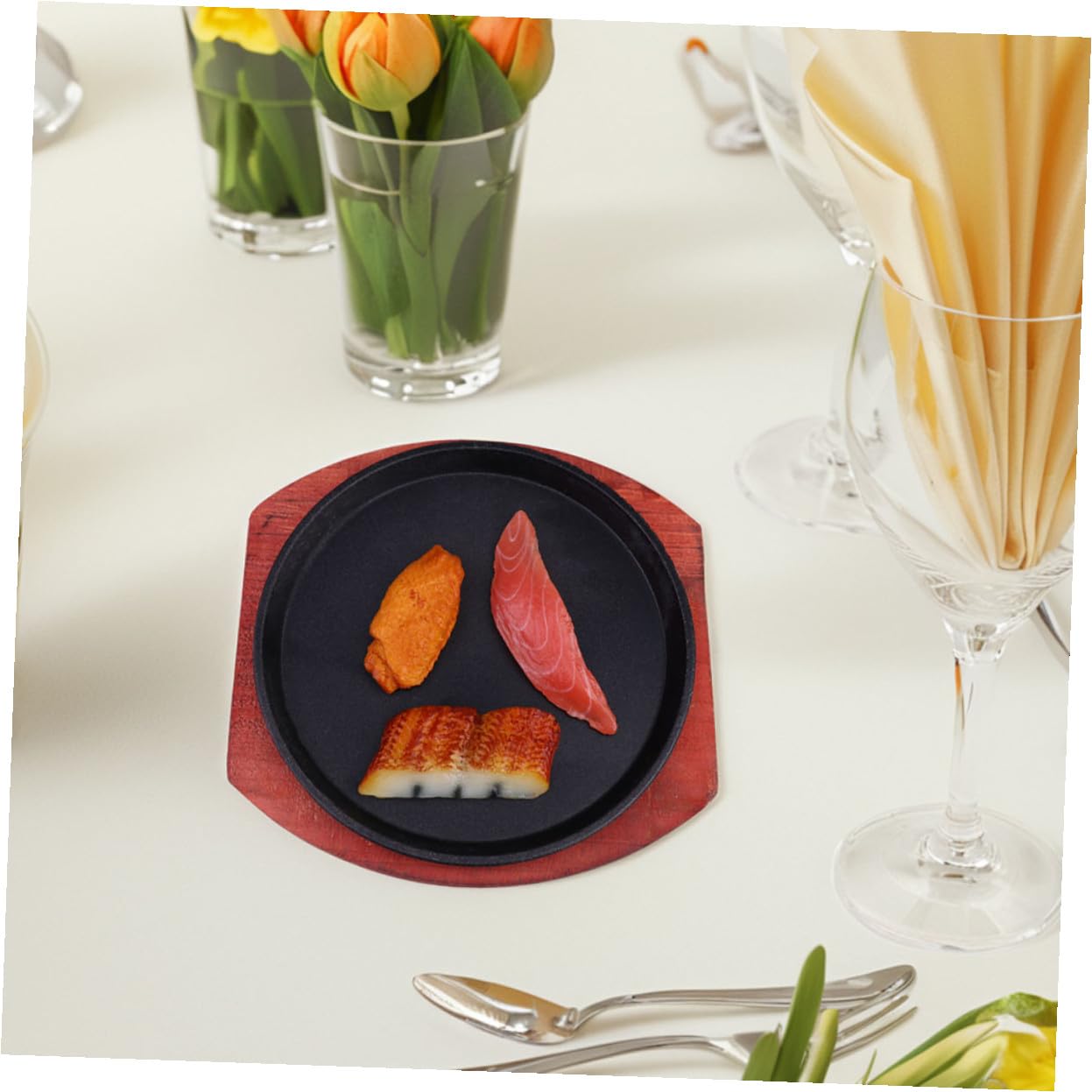 Gatuida Piastra Ghisa per Barbecue Piastra Riscaldante in Legno in Ghisa Spessa Design Rotondo Facile da Pulire Adatto per Cottura Induzione per Ristorante Domestico
