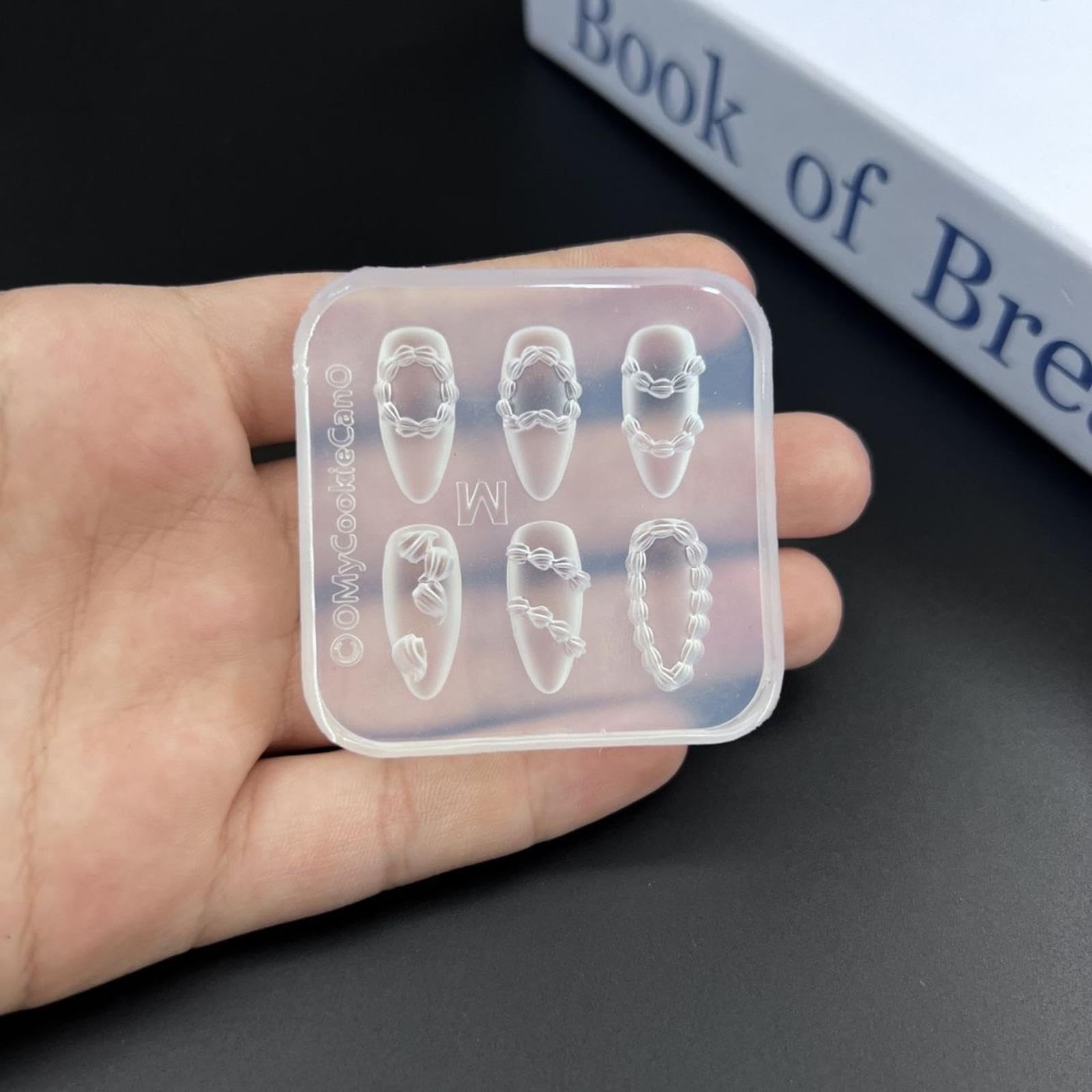 1Pc Cream Bow Bear 3D Silicone Nail Mold DIY Nail Art Decoration Flower Transparent Nail Template Manicure Design