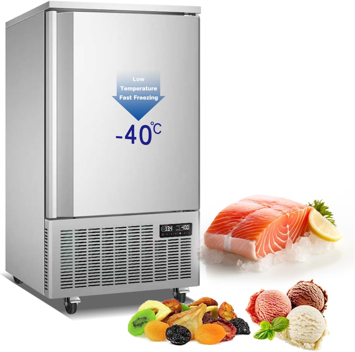 Kolice Commercial Heavy Duty10 Trays Blast Chiller Freezer, Chest Freezer, Shock Freezer-Food Probe, -40°F to +37.4°F for Restaurants,Bakerys,Hotels to Preserve Dough,Sea Food,Chicken,Dumpling,etc