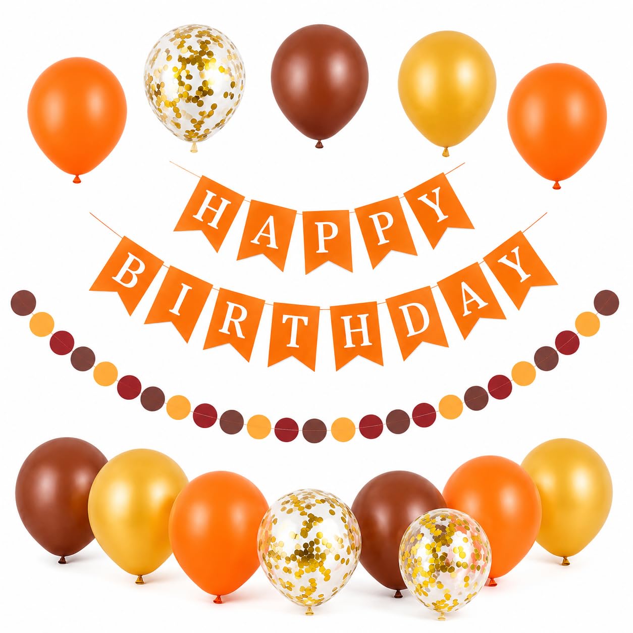 Orange Gold Burgundy Birthday Decorations, Fall Party Balloons Banner Set