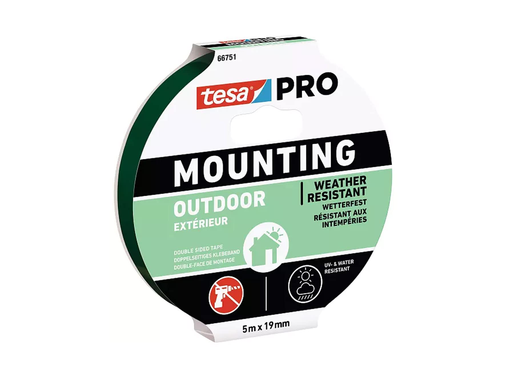 tesa DOUBLE SIDED TAPE MOUNTING PRO EXTERIOR 1.5 m x 19 mm