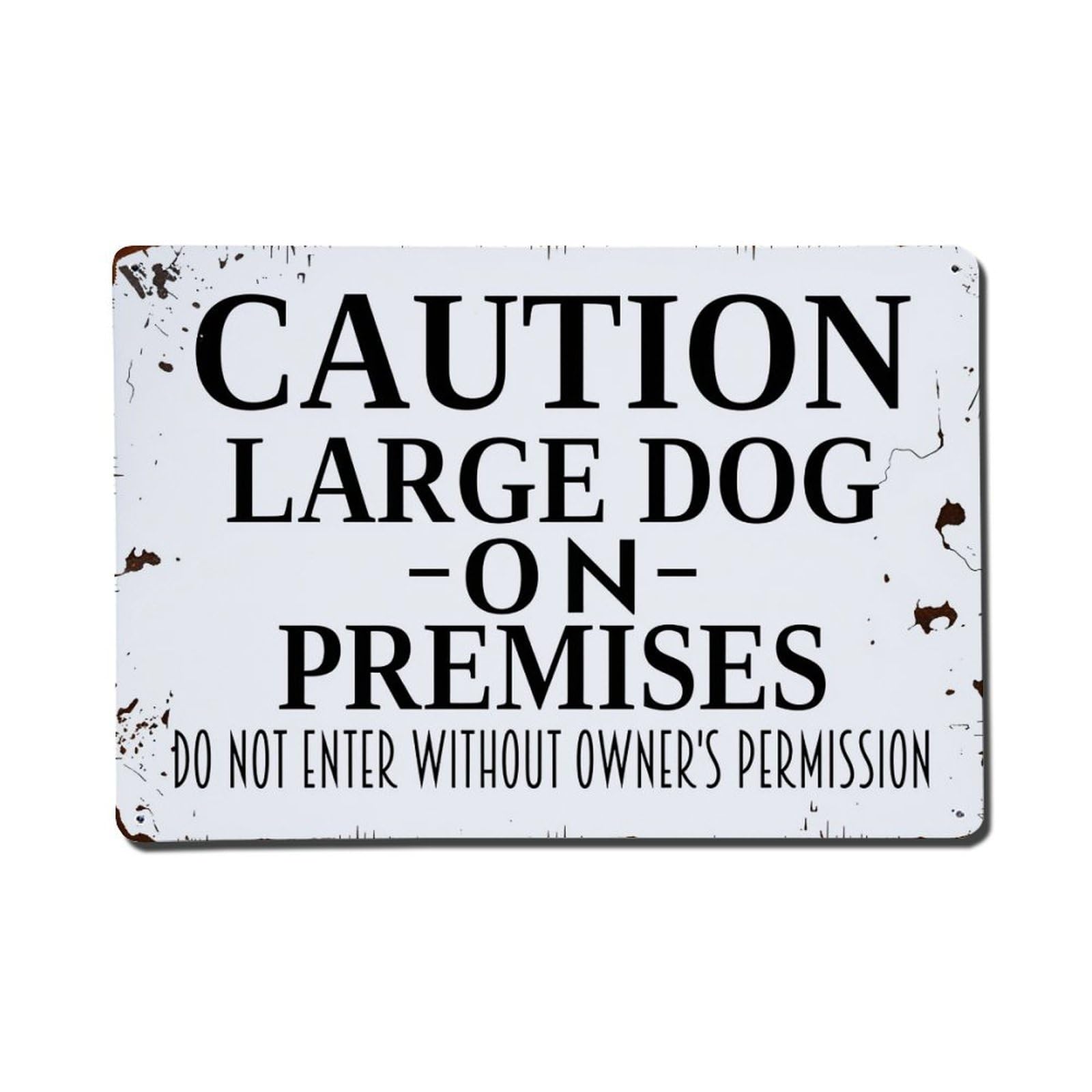 Enderetf Vintage Caution Large Dog On Premises Do Not Enter Without Owners Permission Tin Sign Metal Poster, Home Bar Garage Man Cave Cafe Indoor & Outdoor Wall Decoration 8X12inches