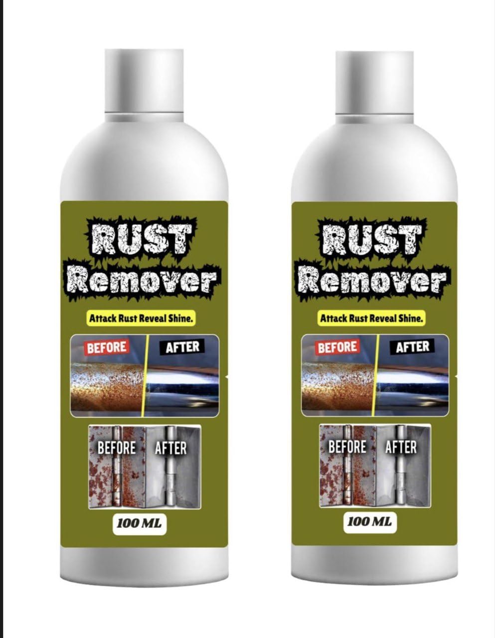Rust Remover Liquid 100 ML (Pack of 2) | Heavy Duty Russt Cleaner for Iron, Steel & Metal | Rust Removal for Tools, Nuts, Bolts, Hinges, Gates, Grills & Auto Parts | Easy to Use Formula-image-48