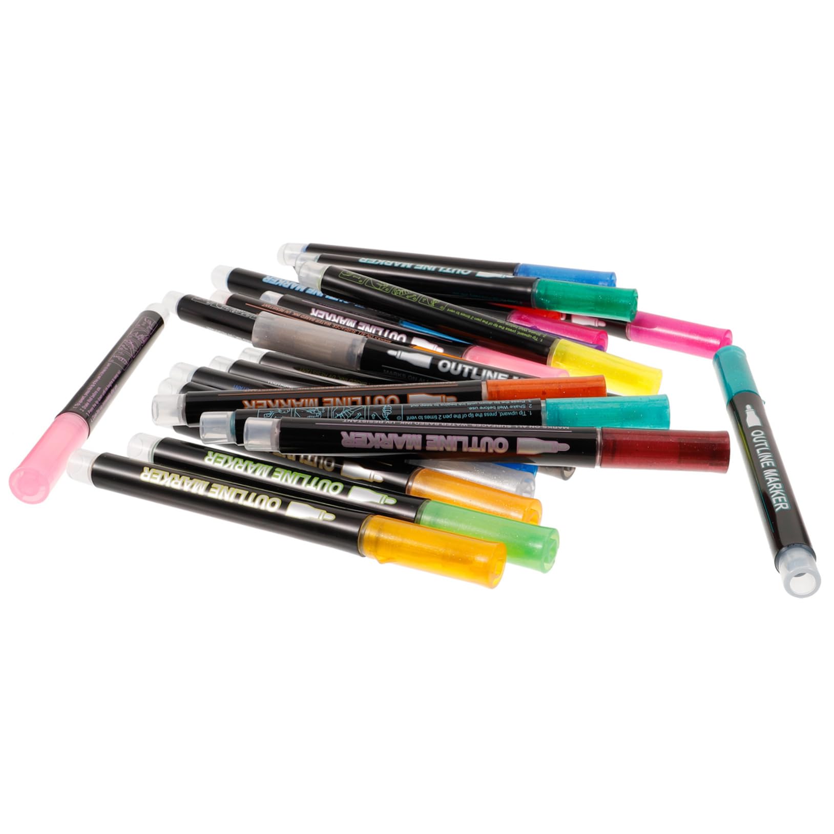 Penne Glitter Set 24 Pezzi in Plastica, Doppia Linea per Kids e Students