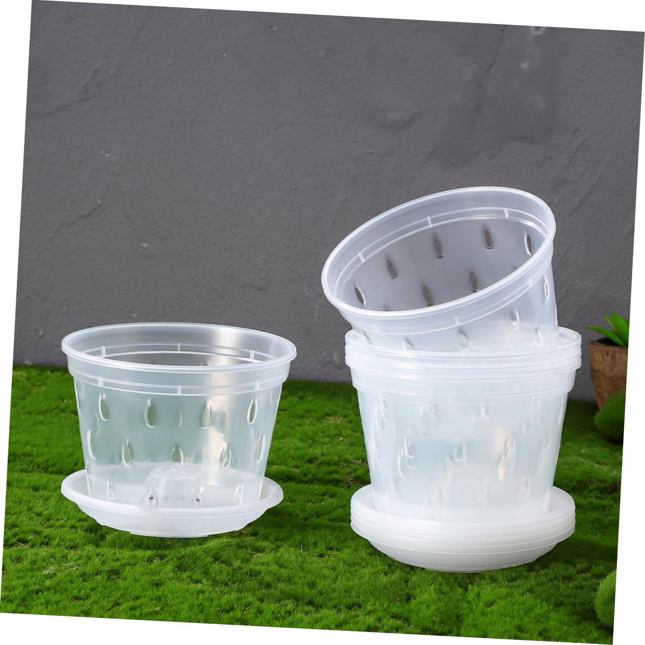 POPETPOP 15ensembles Pots à Orchidées Transparente avec Saucisses Plastique Pots Respirants à Drainage pour Plantes Orchidées Et