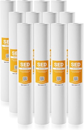 Max Water Slim Blue - Cartucho de repuesto para filtro de agua de sedimento de polipropileno soplado por fusión de 1 micrón, 20 x 2.5 pulgadas