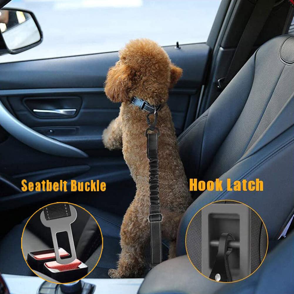Ceinture Securite Chien Ceinture Chien Voiture Ceinture de Sécurité Longueur Réglable Amorti Absorption des Chocs Ceinture Réfléchissante Élastique Noire Convient à Tous Les Chiens et Voitures