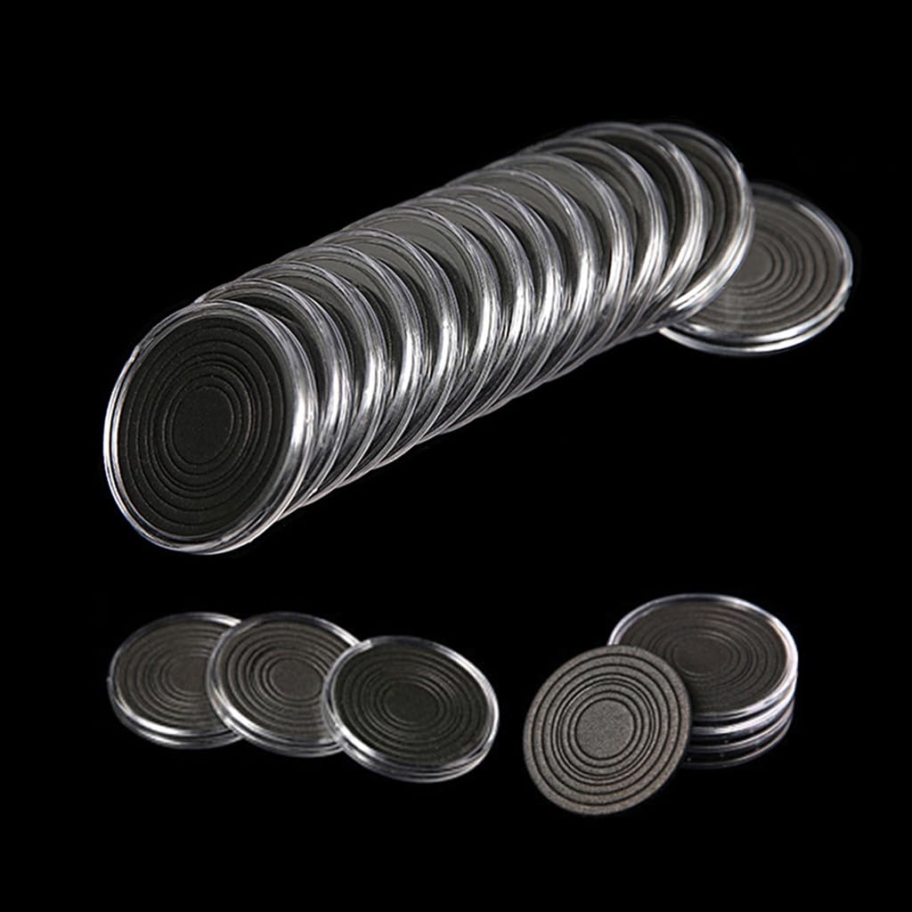 40 cajas de cápsulas de monedas de 46 mm con 7 tamaños (16/20/25/27/30/35/40 mm), juntas de espuma EVA negra, protectores de monedas, organizador de cajas de almacenamiento de plástico para