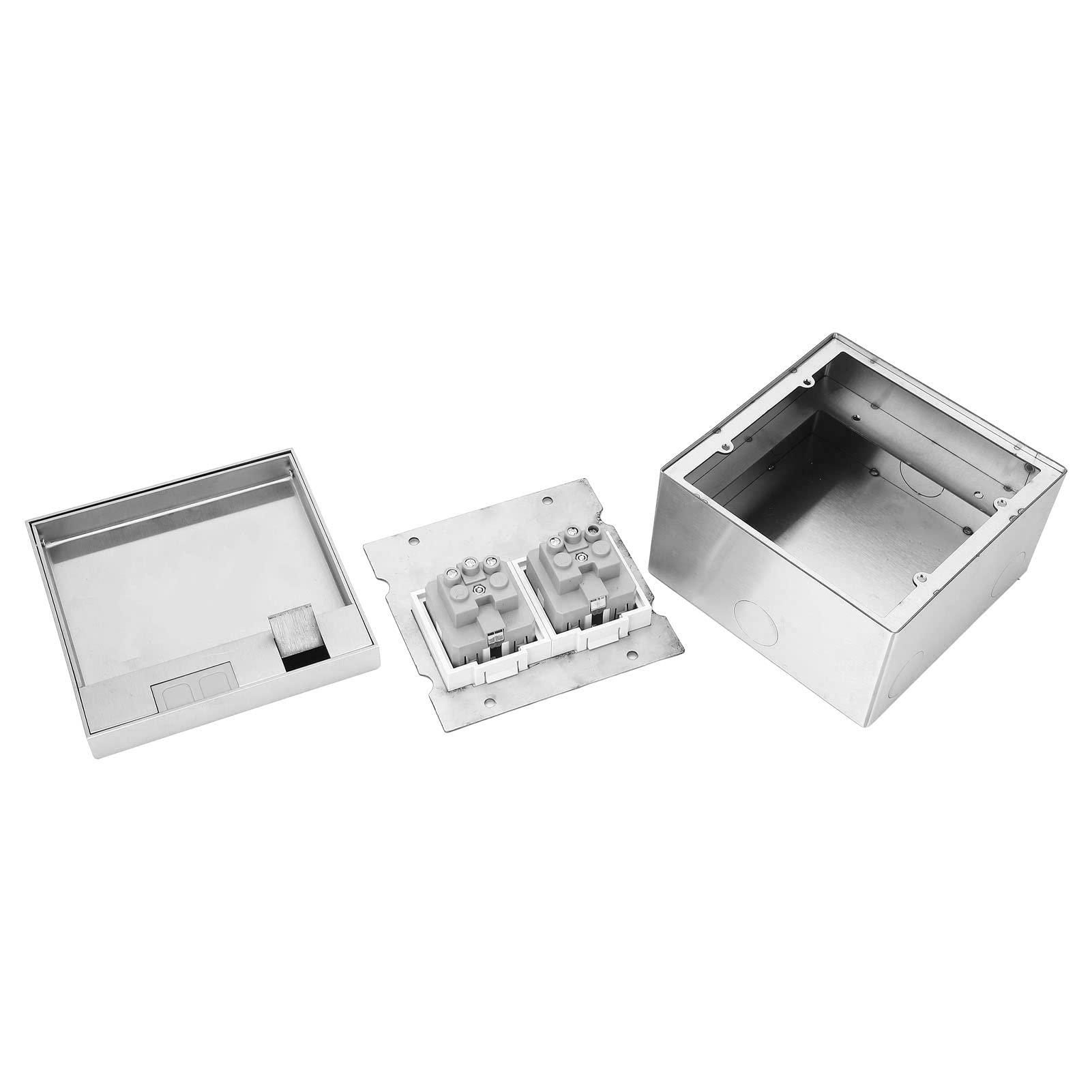 Presa Pavimento 16A Incasso a Pavimento con Doppia Presa, Presa Elettrica Incorporata CA 250 V Scatola di Copertura Presa Impermeabile Nascosta per Pavimenti Piani Cucina