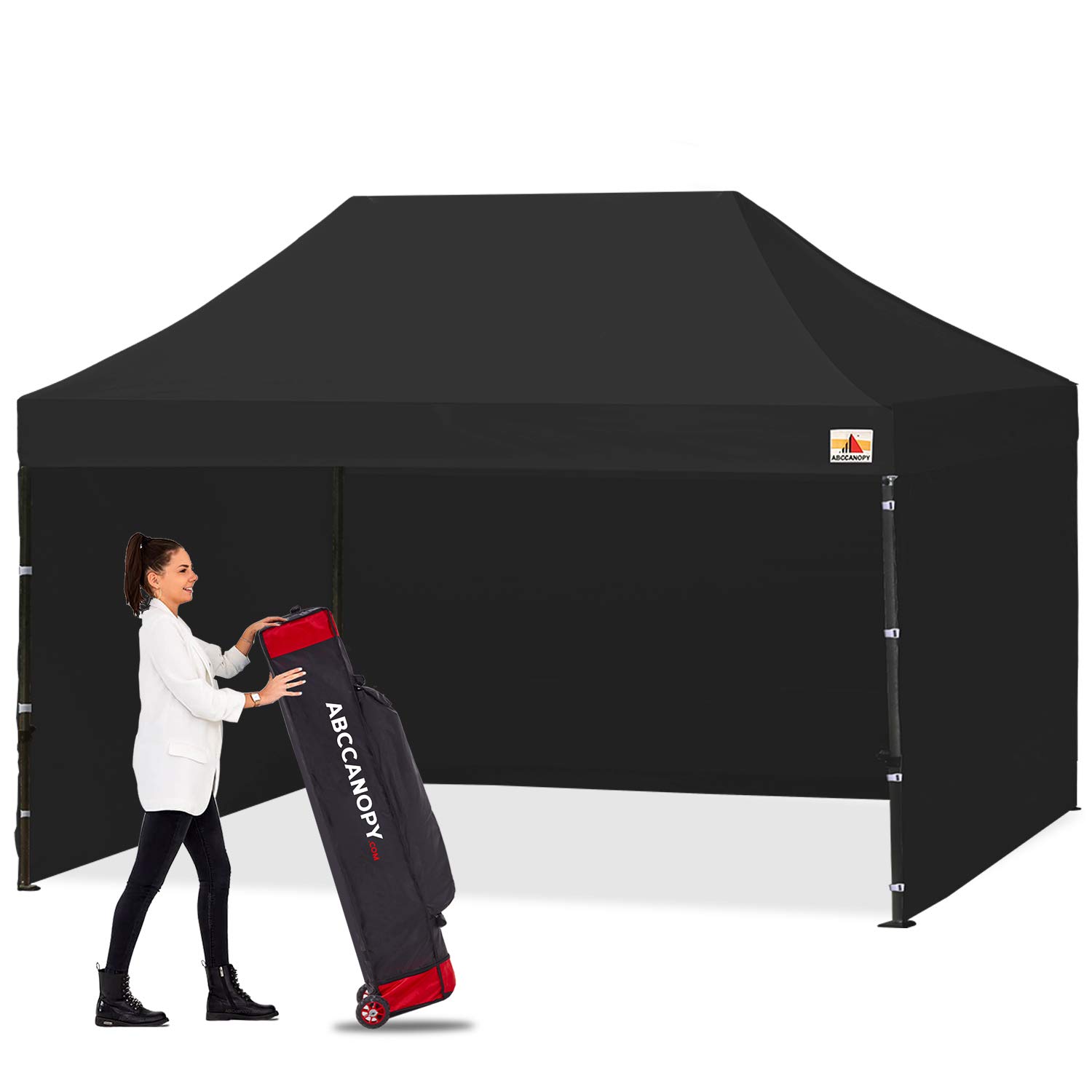 ABCCANOPY Heavy Duty Ez Pop up Canopy Tent with Sidewalls 10x15, Black