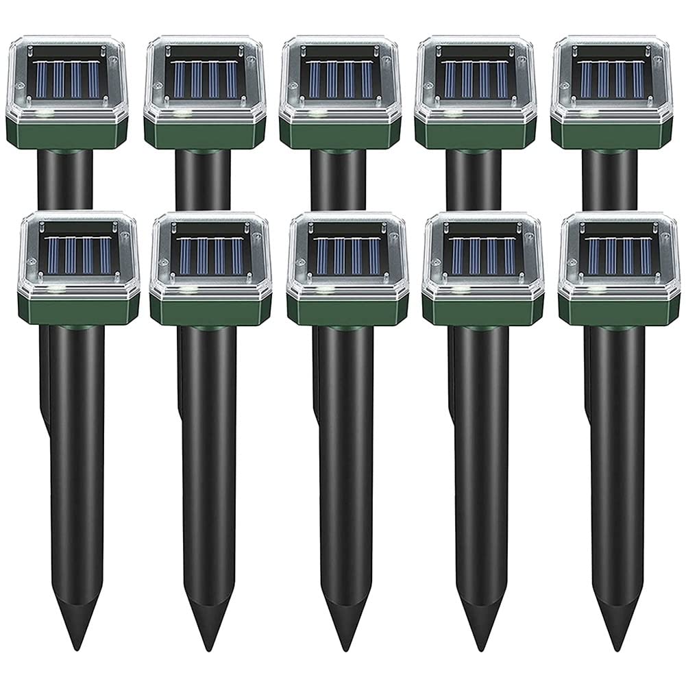 Hanabitx Mole Repellent Squirrel Repellent 10 Pack Ultrasonic Snake Repellent Repeller Sonic Mole Deterrent Spikes