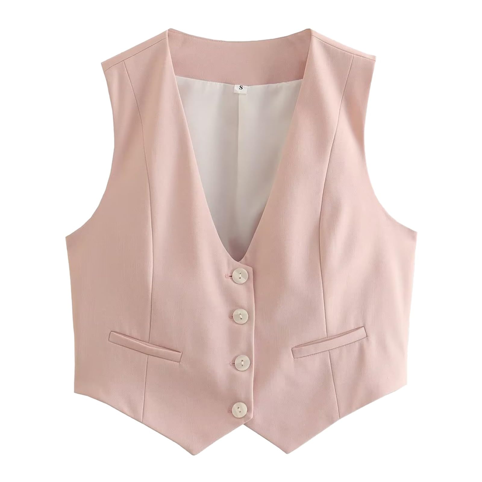 Chaleco corto de mujer chaqueta con botones para estilizar siluetas rectangulares 3