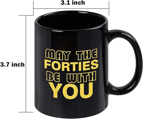 Miniatura 7 de Cabtnca Taza de café con texto en inglés "May The Forties Be With You", regalos de 40 años para hombres, taza de cumpleaños 40, regalos de