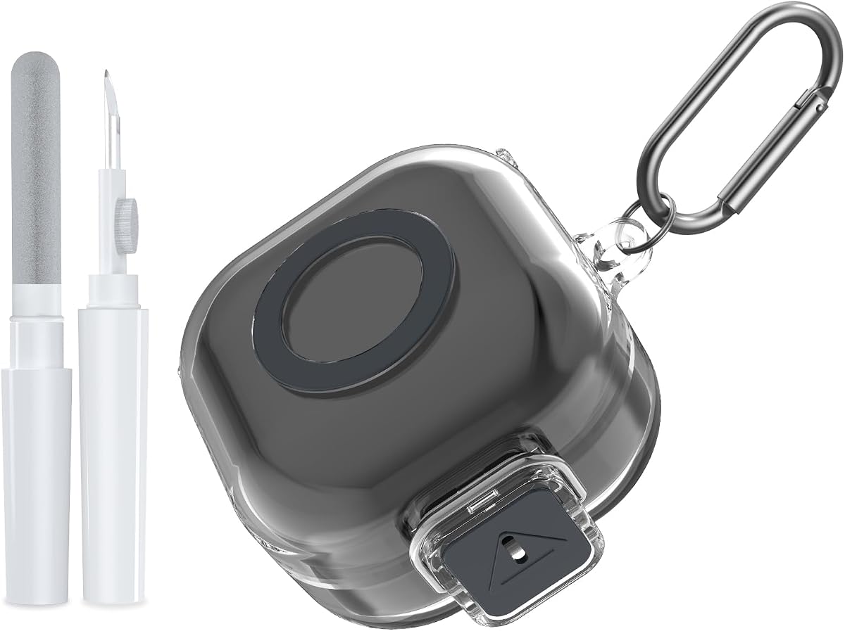 [con bloqueo de seguridad] POZCIS para Sony LinkBuds Clip (WF-LC900), funda protectora transparente de TPU suave, kit de limpieza de funda para auriculares y juego de accesorios de mosquetón (transparente)