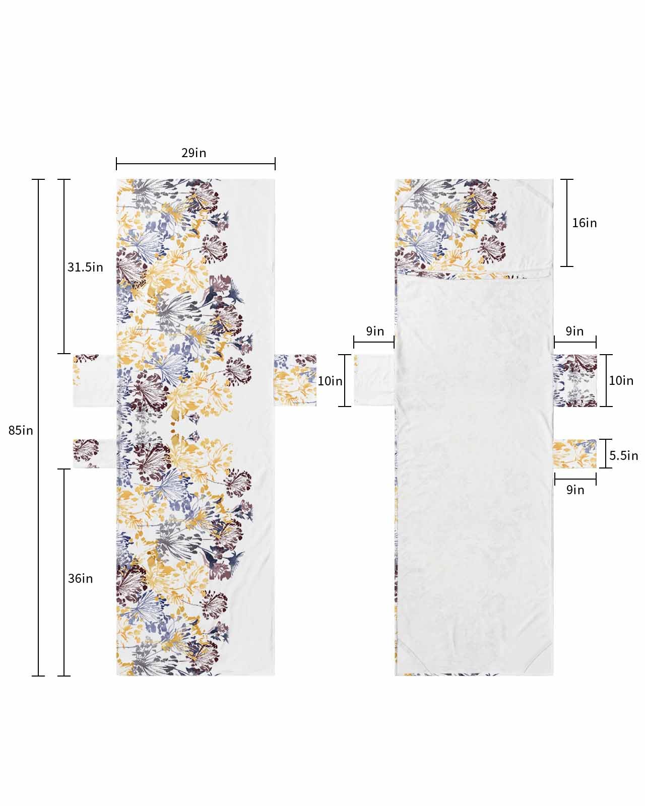 Blue Yellow Brown Botanical Beach Lounge Chair Towel Cover, Soft Chaise Lounge Towel with Side Pockets Patio Pool Chairs Cover for Beach/Pool Sunbathing 29x85 Pastoral Spring Floral Elegant