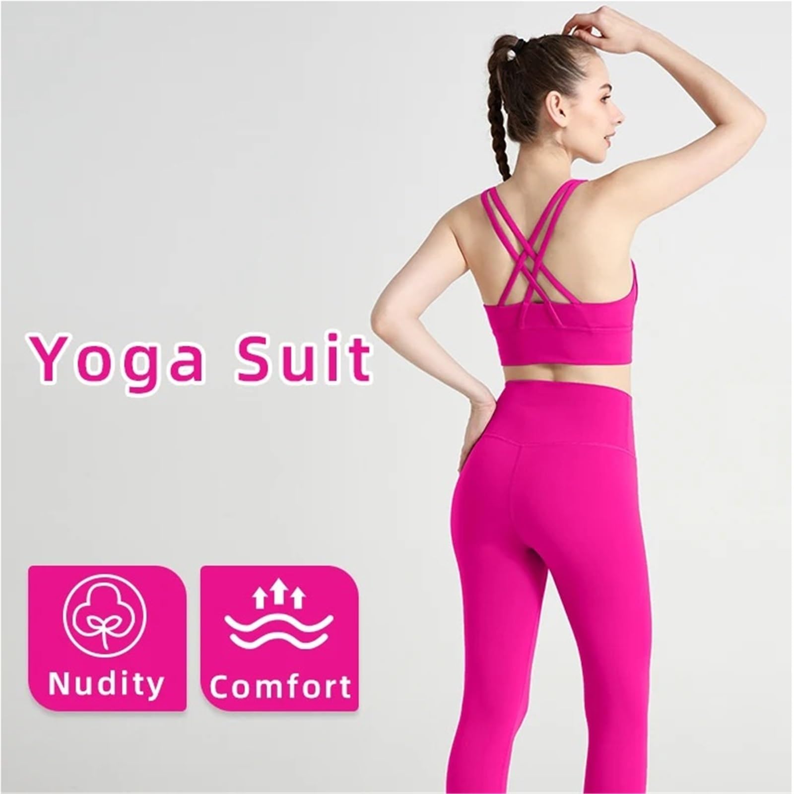 Completino Palestra Donna Tuta da yoga 2 pezzi ad asciugatura rapida fitness traspirante leggings for reggiseno sportivo