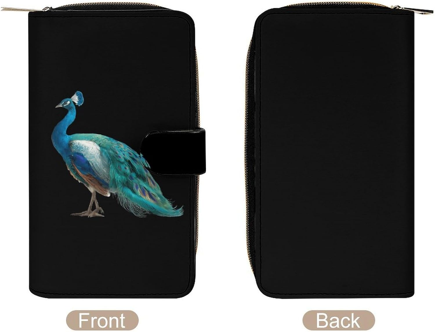 Peacock Bird Clutch Purses for Women Long Wallet Coin Pouch Card Holder with ID Window