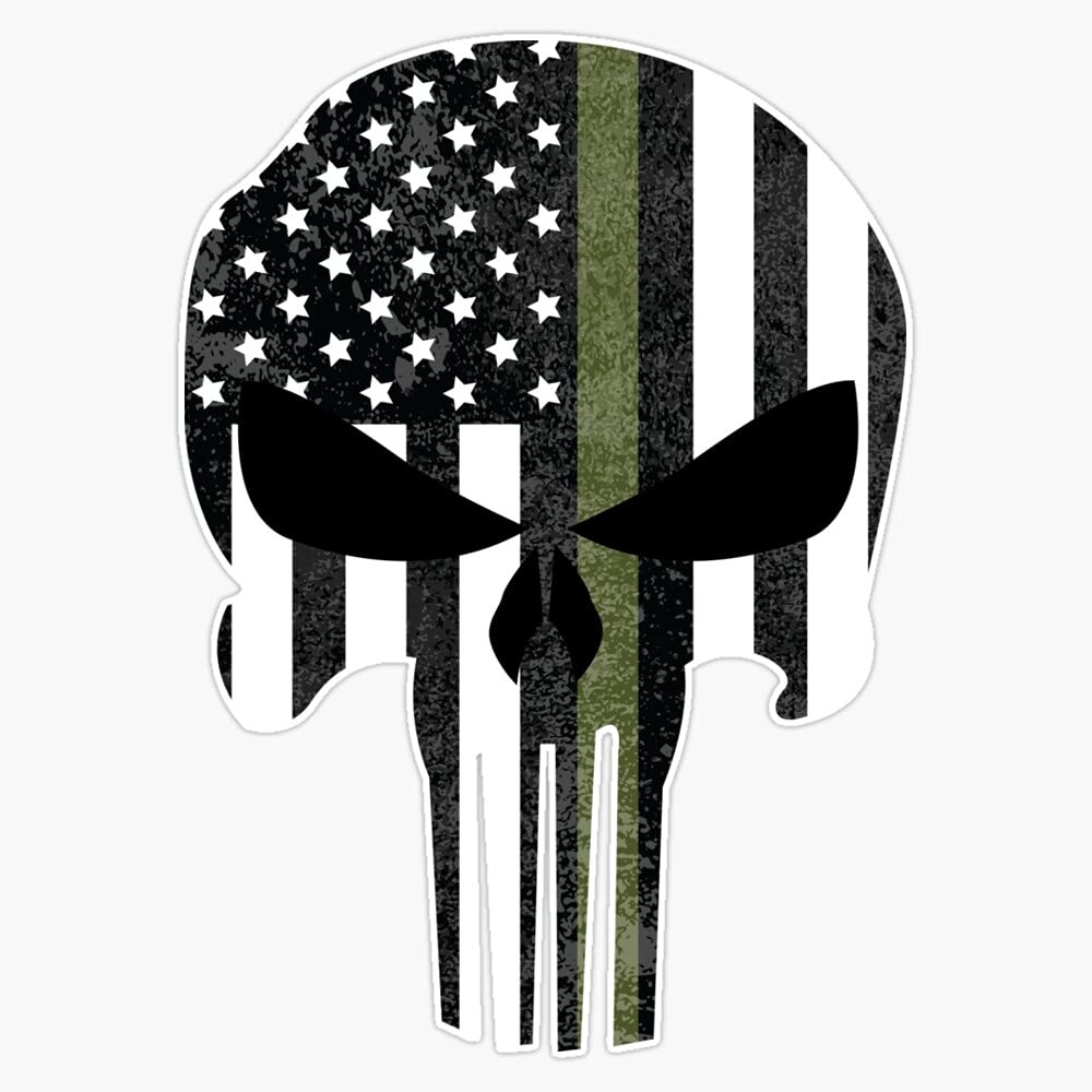 Green (Skull) Vinyl Sticker Waterproof Decal Laptop Wall Window Bumper Sticker 5"