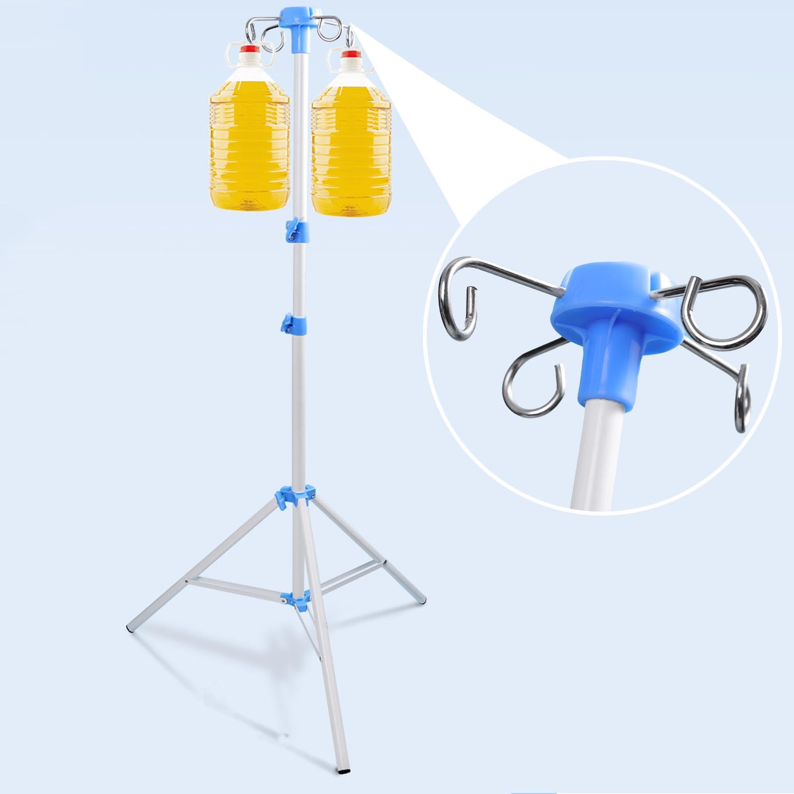 Poste de suero, Soporte portátil para Bolsa de Goteo con 4 Ganchos, Soporte Plegable para Poste, Postes de suero Plegables, portátiles para clínicas, atención domiciliaria, Viajes