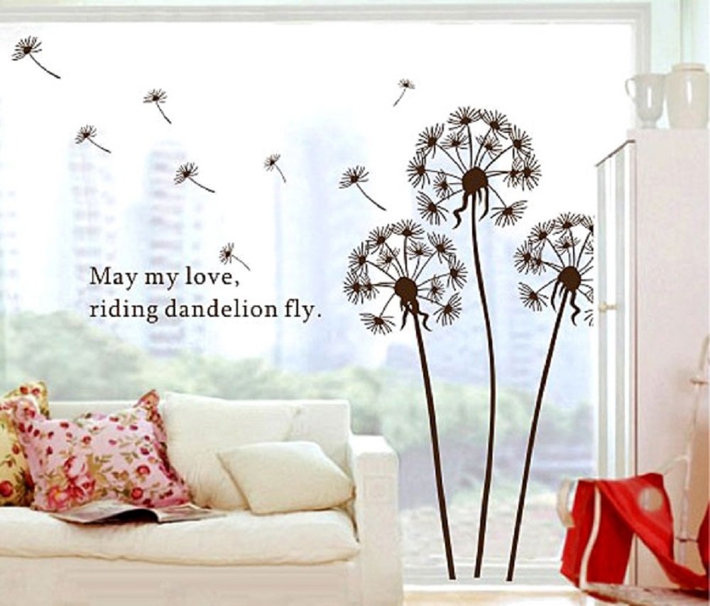WALPLUS Dandelion Wall Stickers, Removable Vinyl Art Decor for Kids Room, Nursery, Bedroom & Playroom